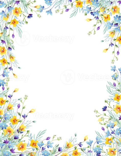 Wildflowers Frame Watercolor Clipart 21952850 Png