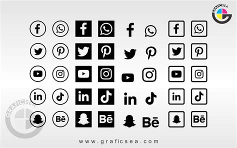 Black Social Media Icons Collection CDR Vector File Free Download ...