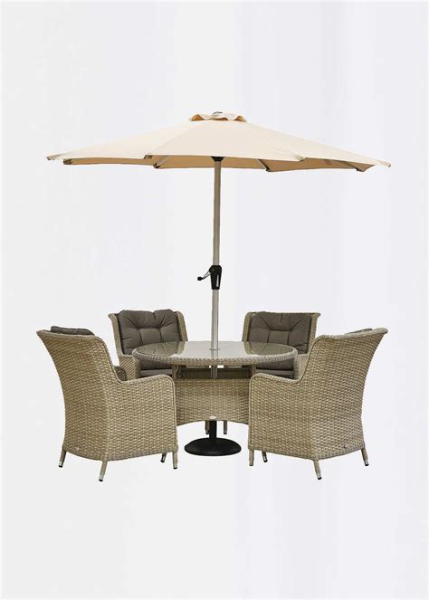 Ashton Rattan 4 Seat Outdoor Dining Set | Dobbies Garden Centres