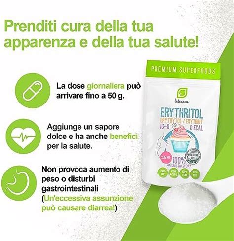 Eritritolo Kg Dolcificante Naturale Zero Calorie Sostituto Dello