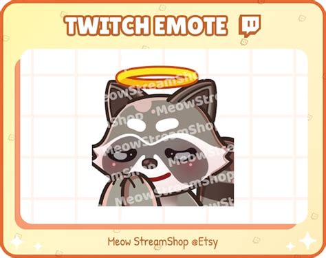 Twitch Emote Lindo mapache reza halo ángel Emotes Kawaii Etsy México