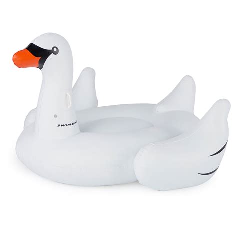 Swimline Giant Swan Inflatable Ride On Swimming Pool Raft Float White