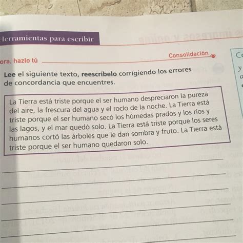 Lee el siguiente texto reescríbelo corrigiendo los errores de