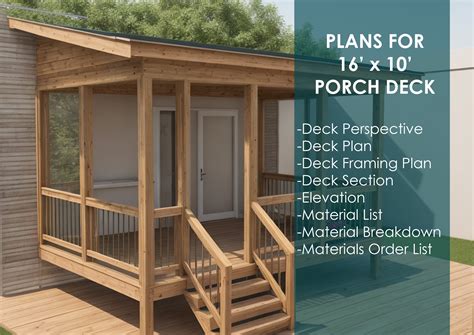 Premium 16'x10' Porch Deck Blueprints, Deck Plans: Expert Designs for Your Dream Outdoor Space ...