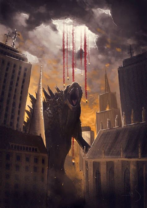 a godzilla is in the middle of a city