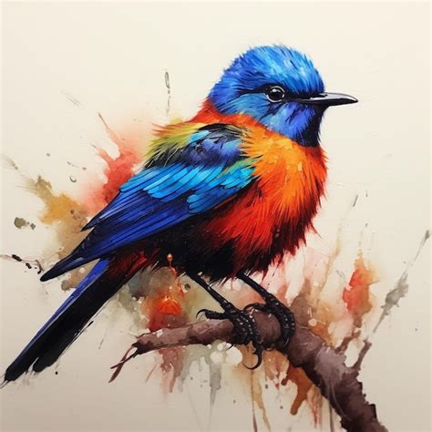 Una pintura de un pájaro con plumas azules y verdes Foto Premium