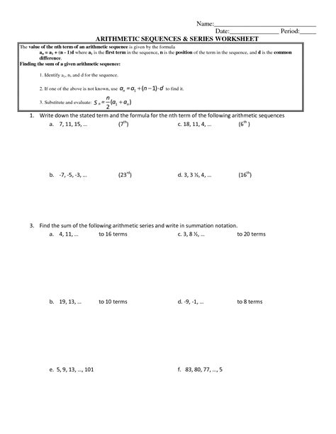 SOLUTION Arithmetic Series Worksheet Studypool Worksheets Library