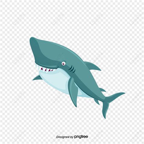 Cartoon Great White Shark Seabed Baby Shark Tooth PNG Transparent Image