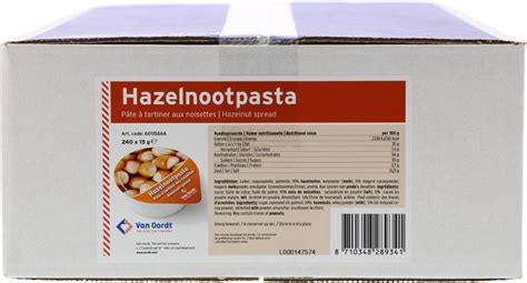 Hazelnootpasta Portieverpakking 240 Stuks 15 Gram Merk Van Oordt Bol