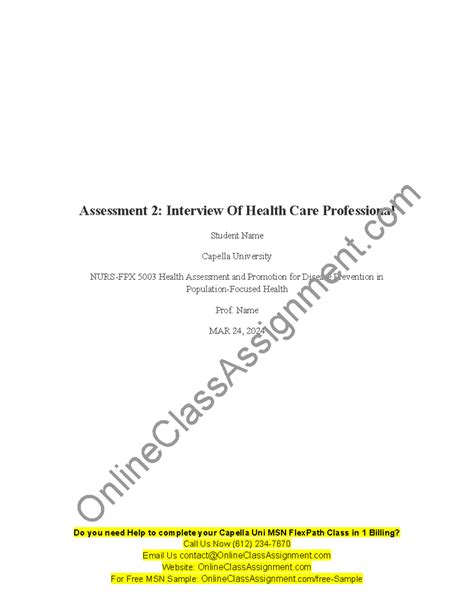 Nurs Fpx Assessment Interview Of Health Care Professional