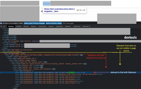 How Can Selenium Python Chrome Find Web Elements Visible In Dev