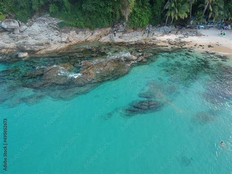 At Sea Island Aerial View Top View Amazing Nature Background The Color