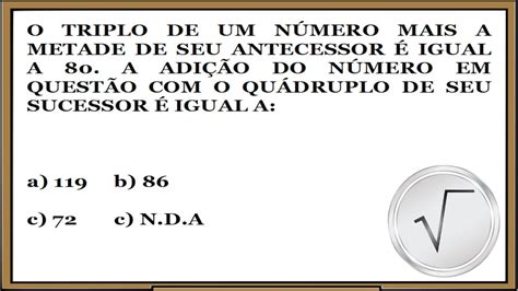 O triplo de u número mais a metade de seu antecessor algebra YouTube