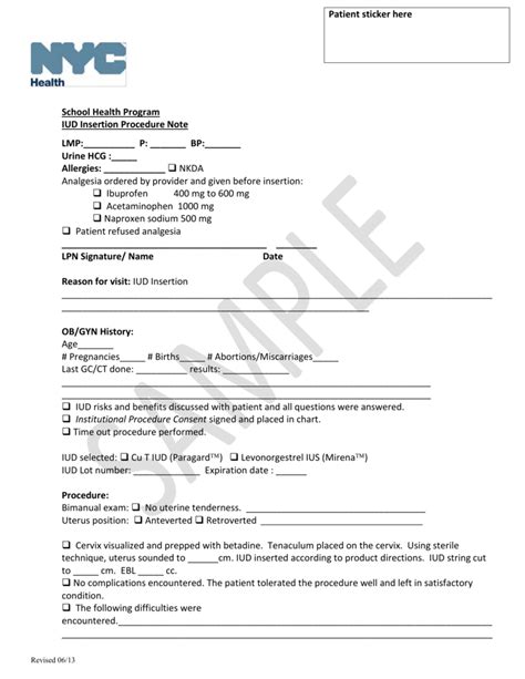 Iud Insertion Chart Form Reproductive Health Access Project