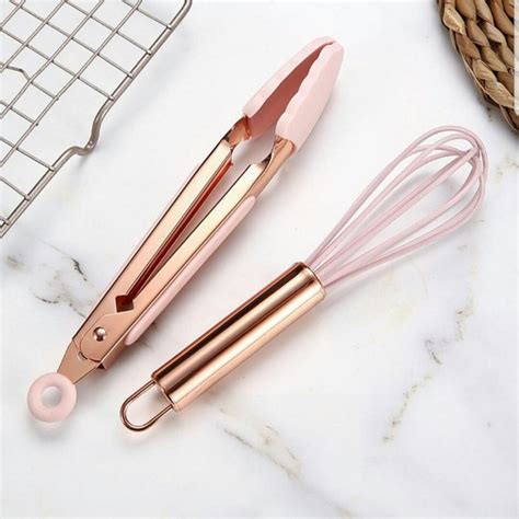 Jual Capit Makanan Dengan Whisk Kocok Silicon Rose Gold Set Pencapit