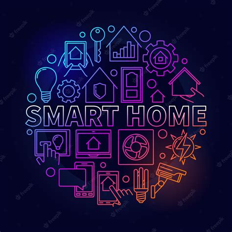 Premium Vector Smart Home Vector Round Concept Colorful Illustration