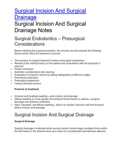 Surgical Incision Drainage | PDF | Dentistry Branches | Clinical Medicine