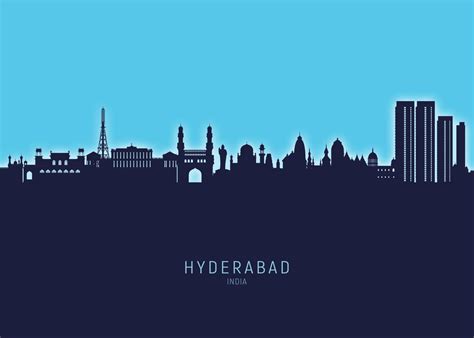 Hyderabad Skyline India Poster Picture Metal Print Paint By