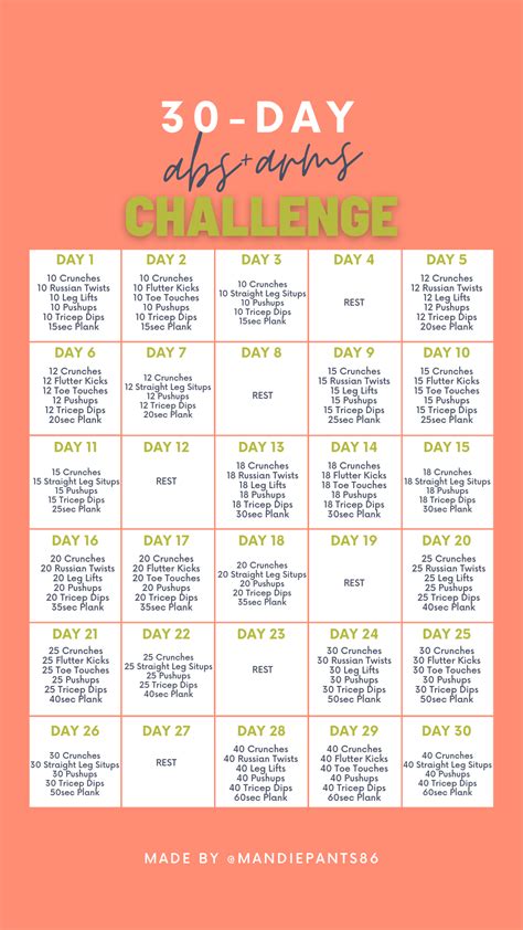 30 Day Abs & Arms Challenge | Fitness and Exercise Plan