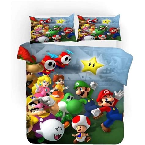 LIWI Parure De Lit Mario Super Mario Pour Enfant Avec Housse De Couette