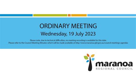 Maranoa Regional Council Ordinary Meeting July Youtube