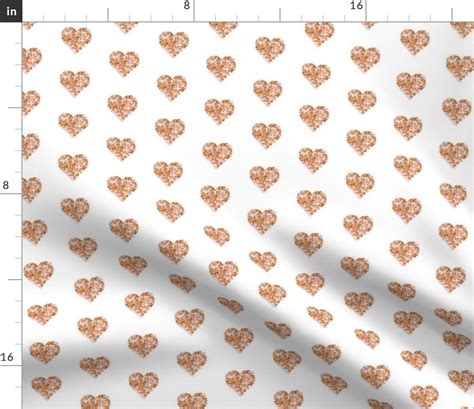 Rose Gold Glitter Heart Fabric Rose Gold Glitter Mini Hearts By Willowlanetextiles Faux Glitter