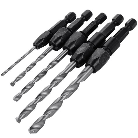 5pcs HSS Twist Drill Bits Hole Cutter 1 4 Inch Hex Shank Quick Change