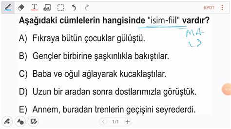 Test 78 Soru 7 Fiilimsiler soru çözümü İsim fiil test çöz YouTube