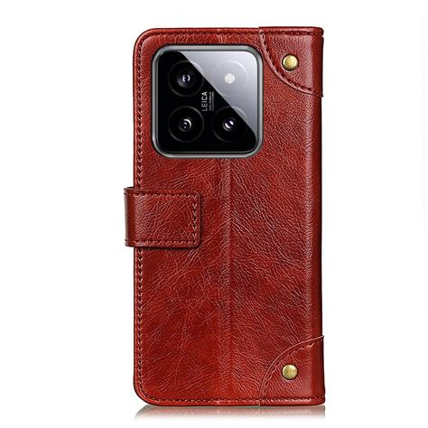 For Xiaomi Pro Copper Buckle Nappa Texture Leather Phone Case Brown