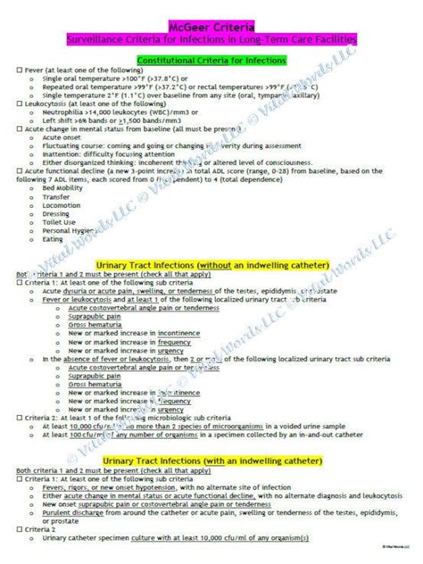 Mcgeer Criteria Infection Surveillance Reference Form Etsy