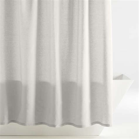 European Flax Certified Pebble Grey Shower Curtain Crate Barrel