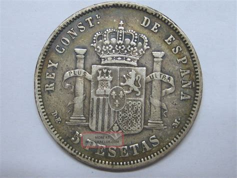 1878 Dem Spanish Alfonso Xii 5 Pesetas Snm Spain EspaÑa