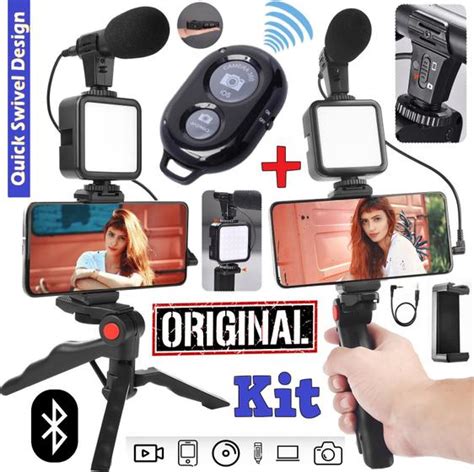 Kit Youtuber Completo Tripé Painel de Luz Led Iluminador Celular