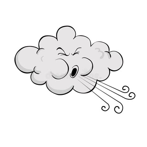 Cute Cloud Blowing Wind Cartoon Stock Vector - Illustration of leaves ...