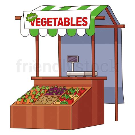 Cartoon Farmer S Market Booth Illustration Vector Clip Art FriendlyStock