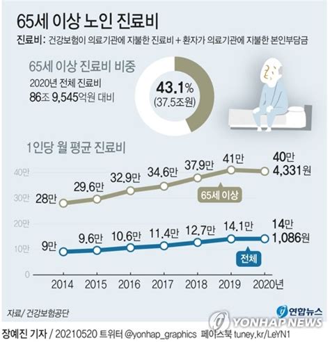 그래픽 65세 이상 노인 진료비 연합뉴스