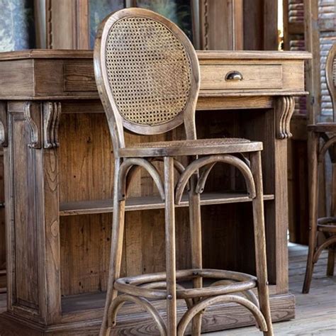 Bistro Style Cane Back Bar Stool Antique Farmhouse