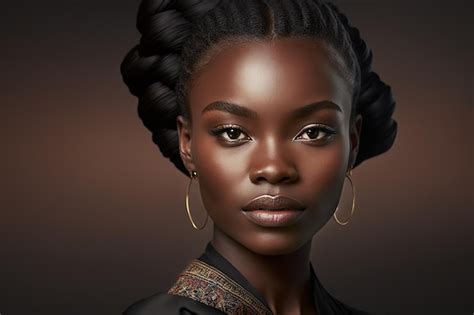 Premium Ai Image Portrait Of A Young Blackskinned African Woman