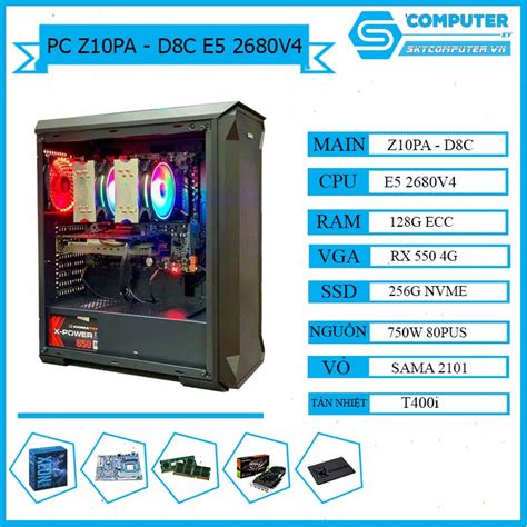 PC Dual Xeon E5 2680V4 128G RX550 Skycomputer Vn