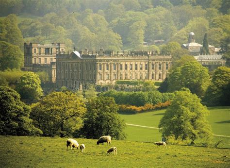 Maison De Chatsworth De Langleterre Derbyshire Photographie éditorial