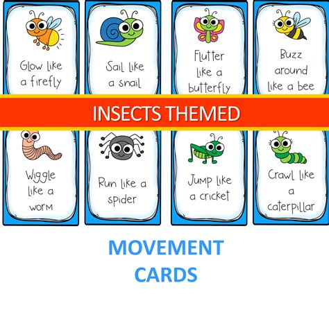 Insects Themed Movement Cards | Math engagement, Free lesson plans