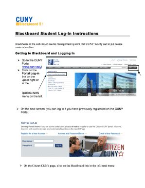 Fillable Online Blackboard Student Log In Instructions Fax Email Print