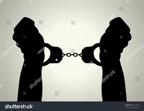 Silhouette Illustration Human Hands Handcuffed Stock Vector Royalty