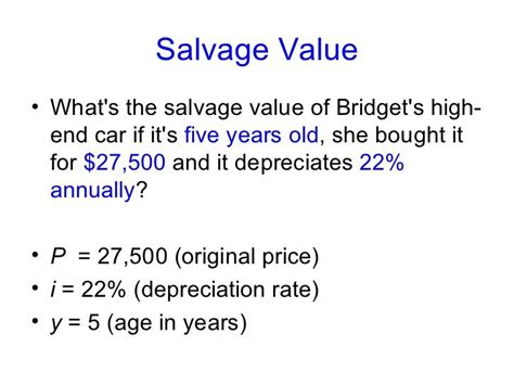 Salvage Value Calculation