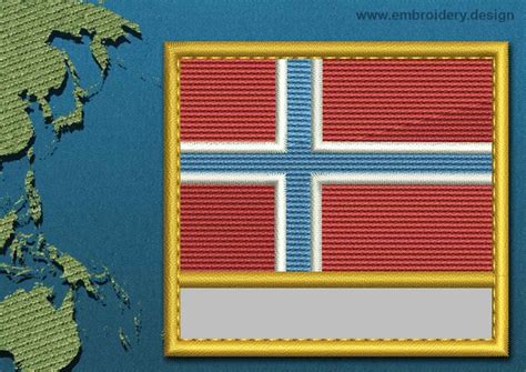 Jan Mayen Rectangle Flag Embroidery design with a Gold Border