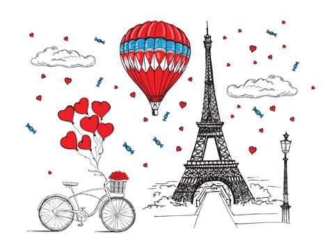Eiffel Tower Hot Air Balloon Vector Art At Vecteezy