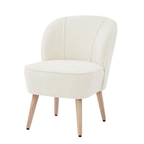 Fauteuil Tivoli Tissu Bouclette Blanc Cdiscount Maison