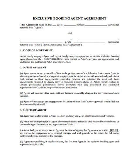 Talent Agency Agreement Template Awesome Template Collections