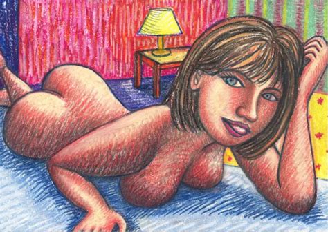 ORIGINAL AKTZEICHNUNG PASTELL NU DESSIN NUDE FEMALE DRAWING SENBEI Art