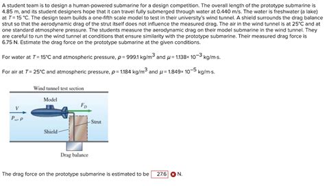 Solved A Student Team Is To Design A Human Powered Submarine Chegg